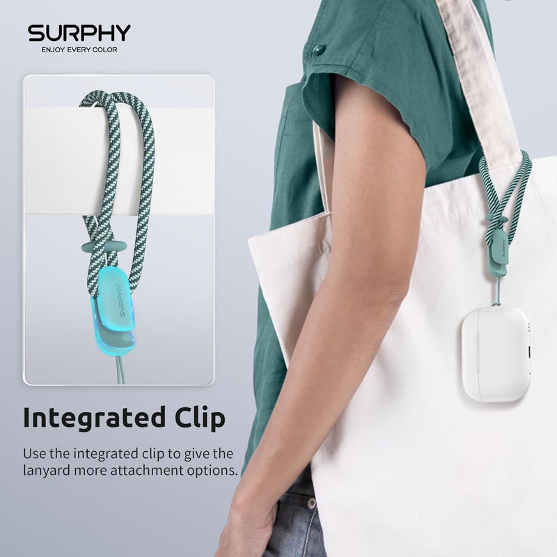 SURPHY 2 Pack Phone Lanyard for Cellphone Case, Phone Wrist Strap for Case, Cellphone Strap with 2-Color Braided, Charm Wrist Lanyard for Women and Men, Green & Gray - Image 3